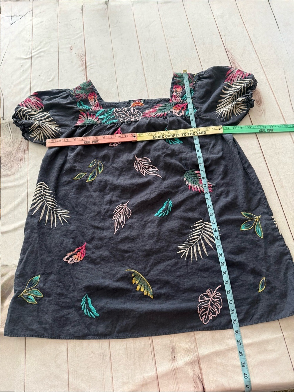 Johnny Was Kaluhi Tunic Dress 2X Lagenlook Boho Embroidered 100% Linen Tropical - Picture 5 of 12